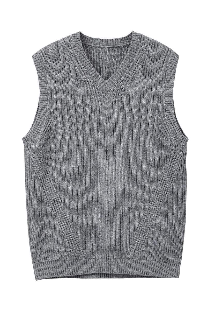 Autumn and winter New Men\'s V-Neck Knitted Vest Business Casual Classic Style Thick Sleeveless Sweater Vest Male Brand Clothing