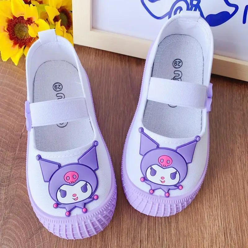 

Girl Canvas Shoes Sports Small Cloth Shoes Cute Sanrios Kuromi My Melody Soft Bottom Comfortable Kids Shoes Kawaii Cartoon