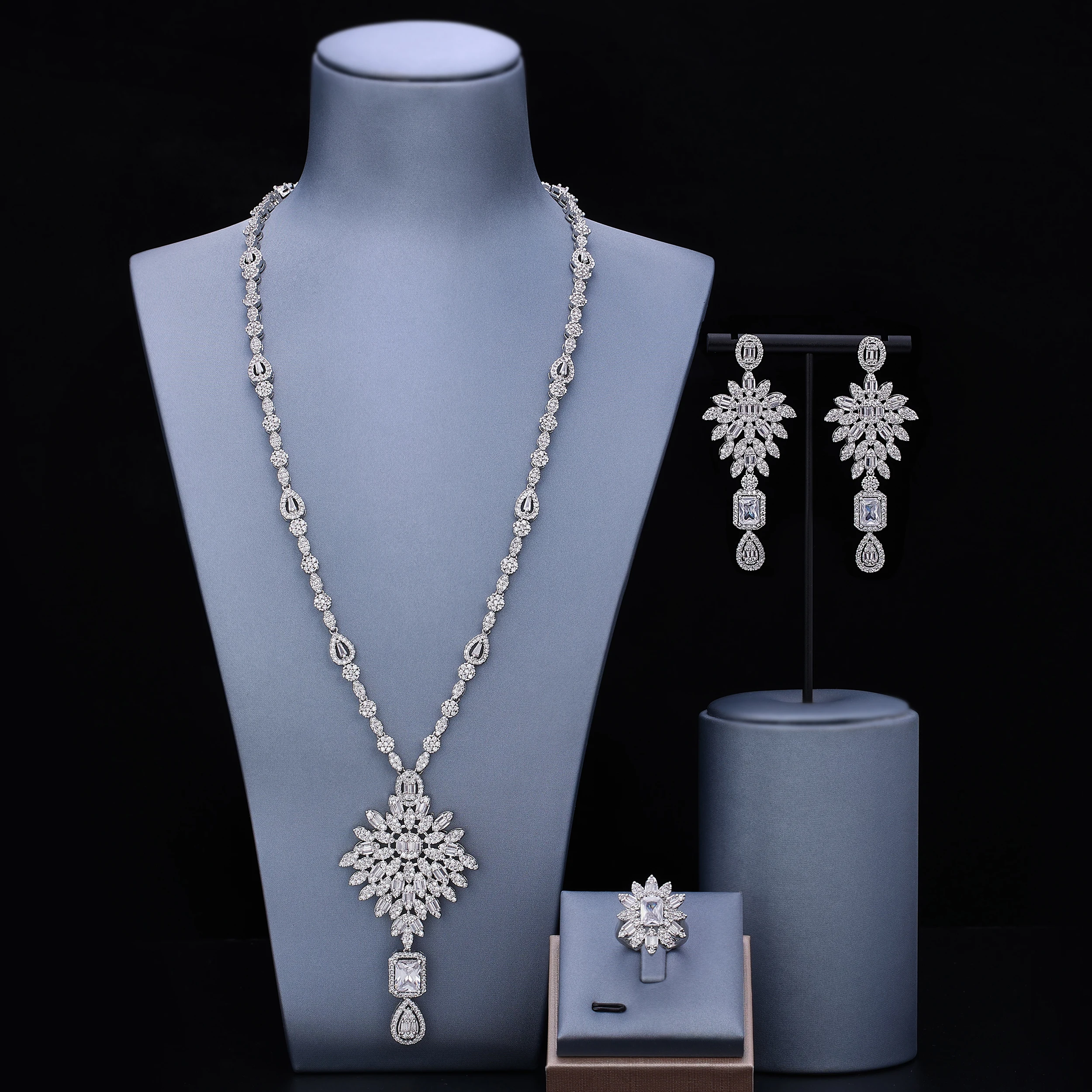 

Famous Brand Turquoise Luxury African Jewelry Sets For Women Wedding Party Zircon Crystal Dubai Bridal Jewelry Set Gi