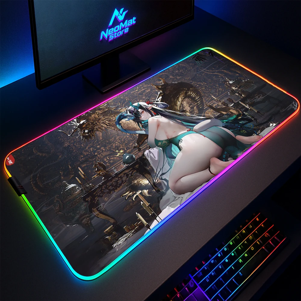 Led Gaming Mats Sexy Mousepad Xxl Rgb Mouse Pad Laser Pc Mat with Backlight Glowing Keyboard Mat Hentai Nsfw Gamer Table Decor