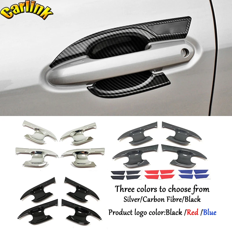 Side Door Handle Bowl Cover Trim Stickers For Toyota Highlander Kluger 2020 2021 2022 2023 ABS Car Styling Accessories