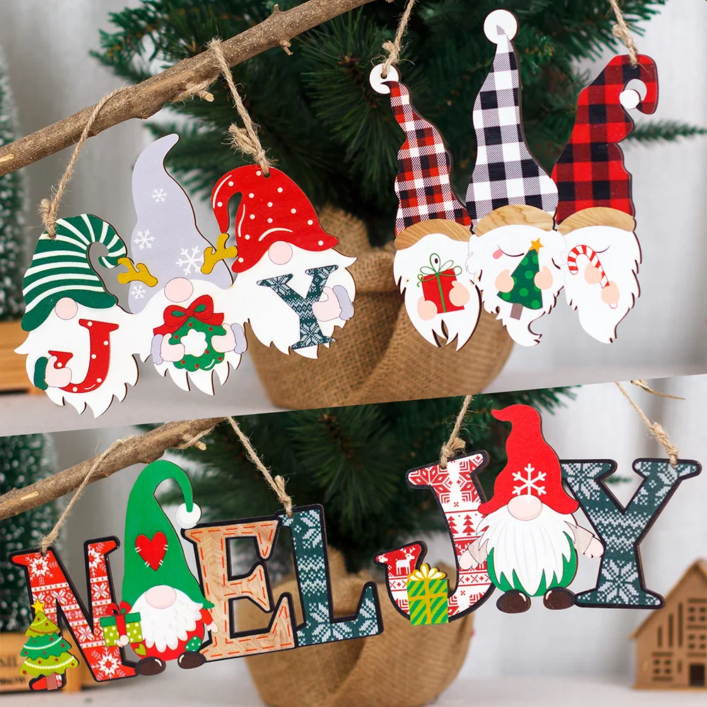 Xmas Hanging Wood Ornaments for Christmas Tree DIY Assembly Christmas Decoration for Home New Year Gift Christmas Craft Supplies