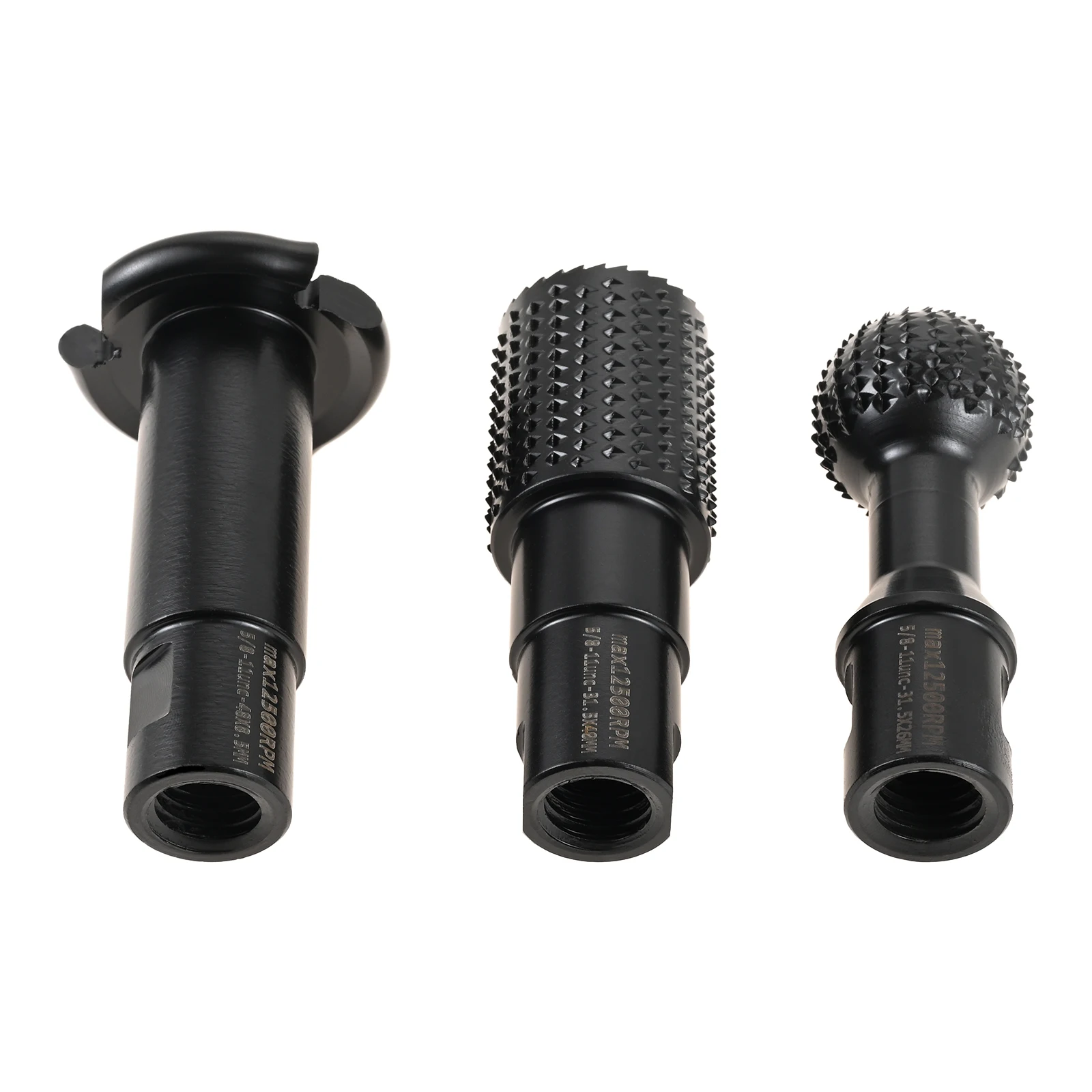 3Pcs Wood Grinder Ball Gouge with 5/8-11 Thread for 4 1/2 and 5 Inch Angle Grinder Attachments Power Carving Tools