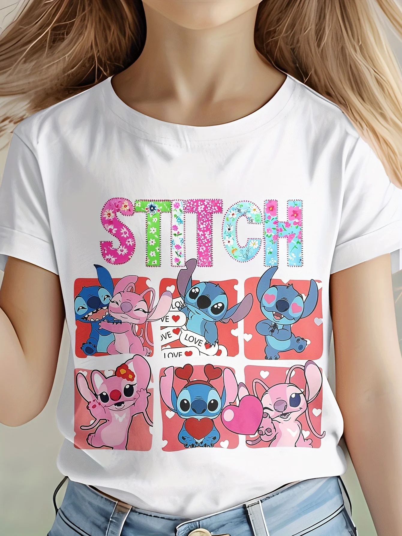 

Новинка 2025 года, футболка со стежком для девочек и мальчиков, хлопковая детская футболка с короткими рукавами, топы с героями мультфильмов Диснея, детская футболка, летняя детская одежда