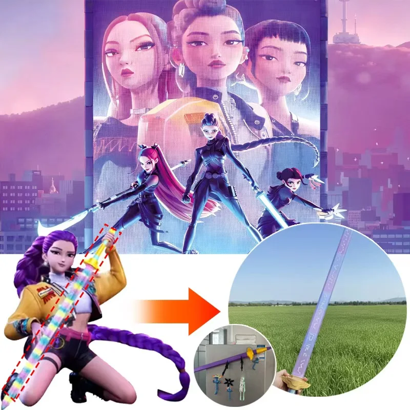 

Demons Rumi Retractable Long Sword Cosplay Props Hunter Zoey Halloween Carnival Glow in the Dark KPop Roleplay Gifts