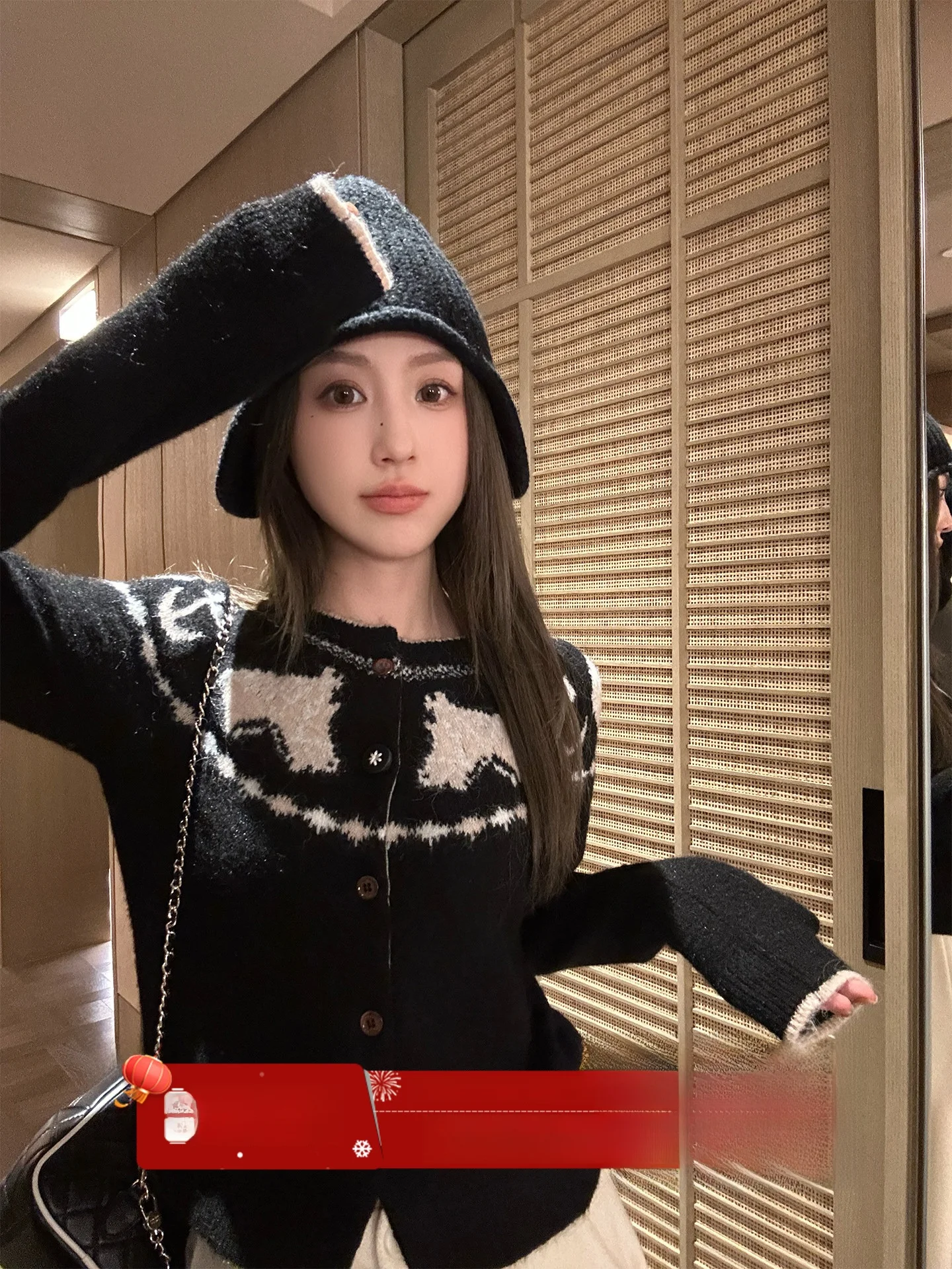 

MLA Initial Snow 2025 Winter New Women's Knitted Open Cardigan Loose Weave Long Sve French Sle Single Buttoned Swe...