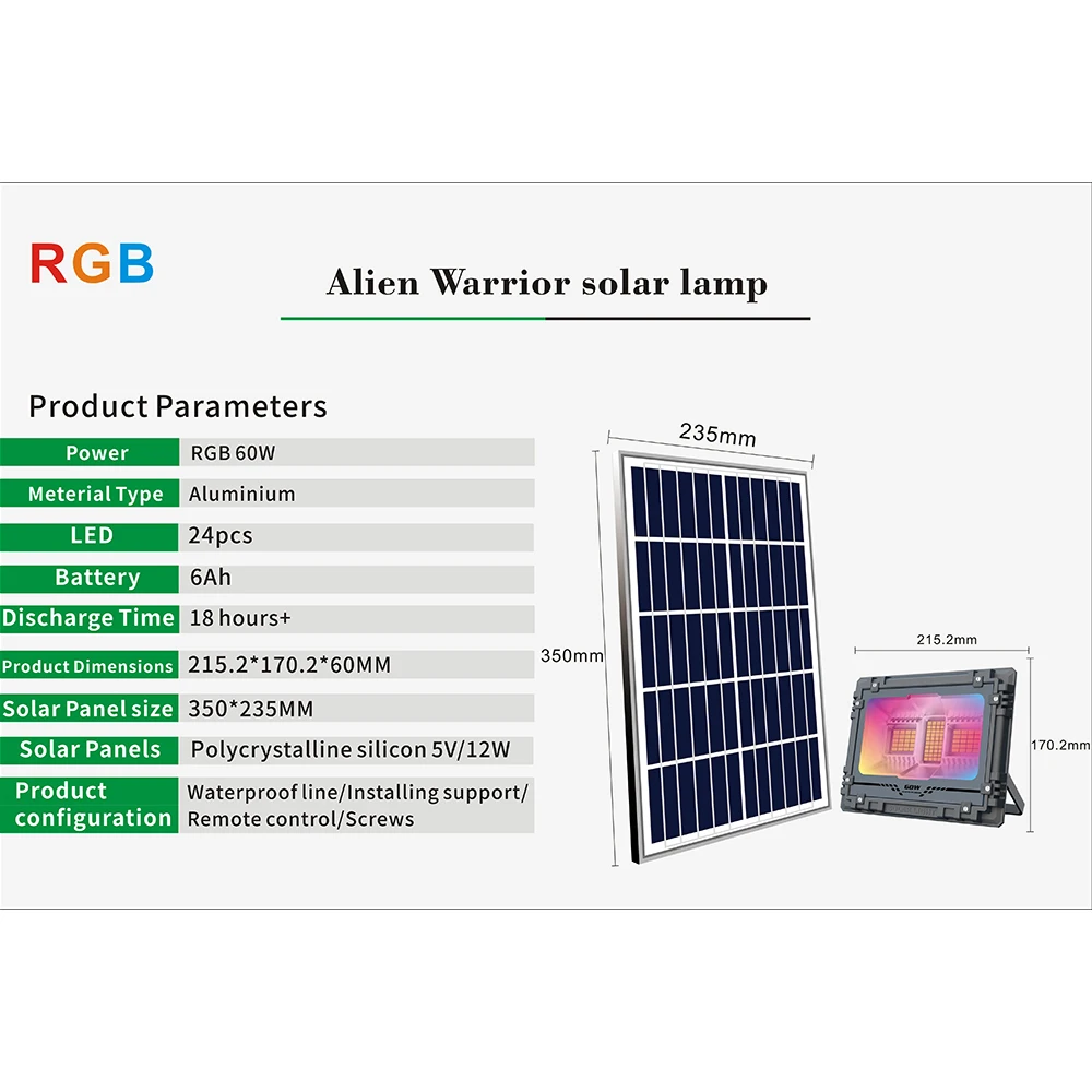 Saikiot 60W 100W Solar Rgb Led Schijnwerper Schijnwerper Ip67 Waterdicht Bluetooth Afstandsbediening Solar Rgb Led Lamp Licht