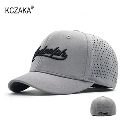 Brand New Short Brim Baseball Cap Summer Men's Mesh Breathable Fitted Caps Letter Embroidery Stretchy Full Closed Short Bill Hat