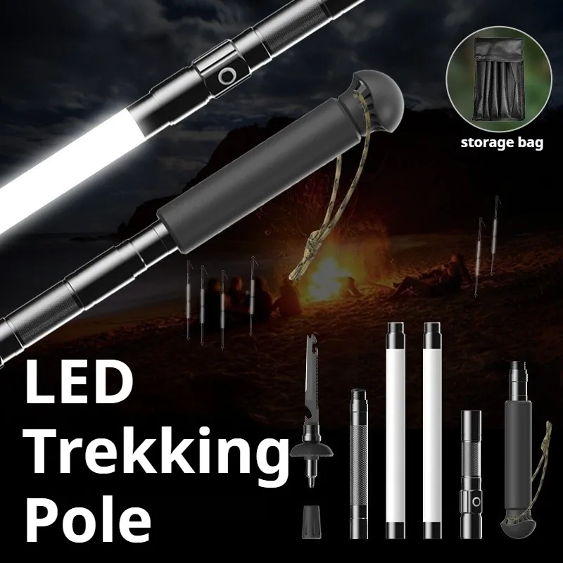 

Aluminum Alloy Foldable Trekking Pole Portable Removable Hiking Walking Sticks Outdoor Climbing Survival Tool Camping Supplies