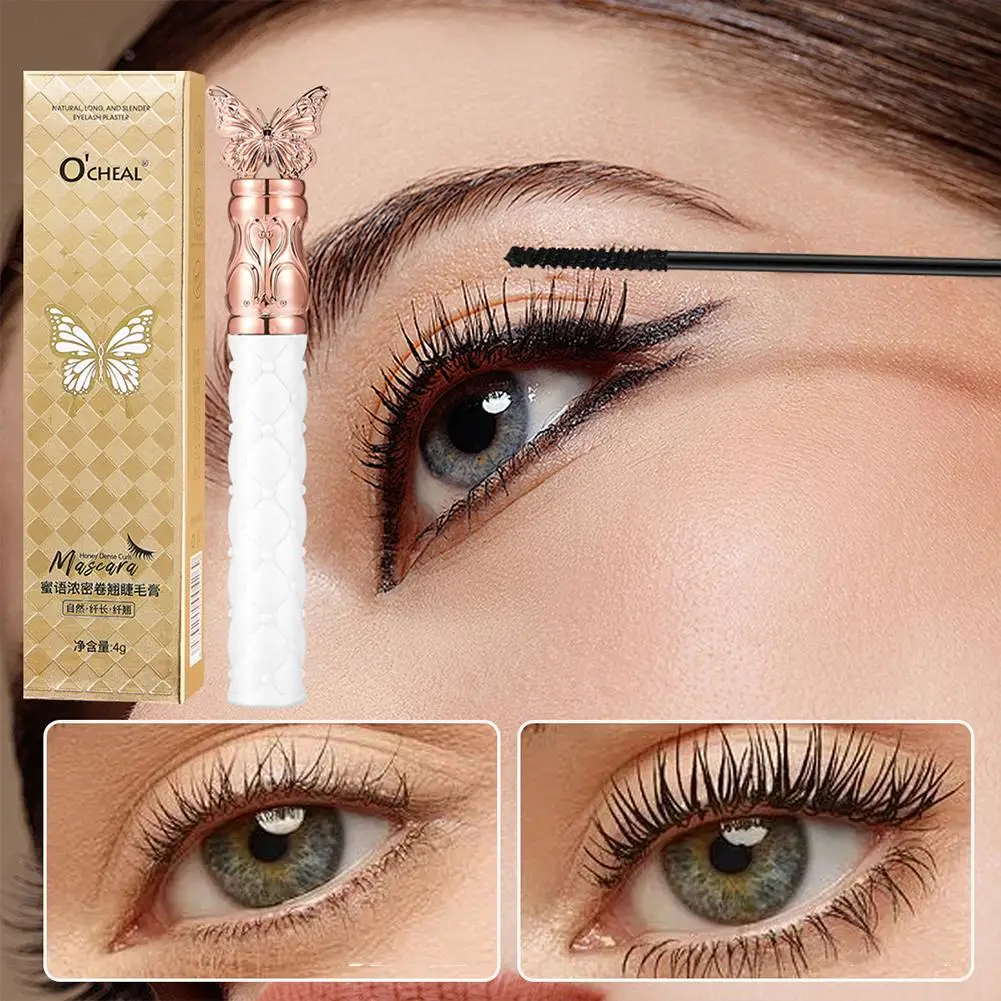 Mascara preta para maquiagem de extensão de cílios, duradoura, seda com fibra de rímel, escova natural de cílios, grossa, impermeável, 3D, P4W6, 1PC