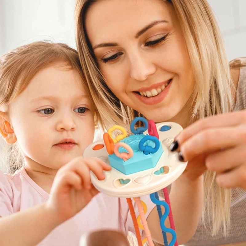 Y1UB Zintuiglijke babyvingertrekker Speelgoed Handgrijper Rammelaar Speelgoed Bijtvrij Muziekbellenspeeltje