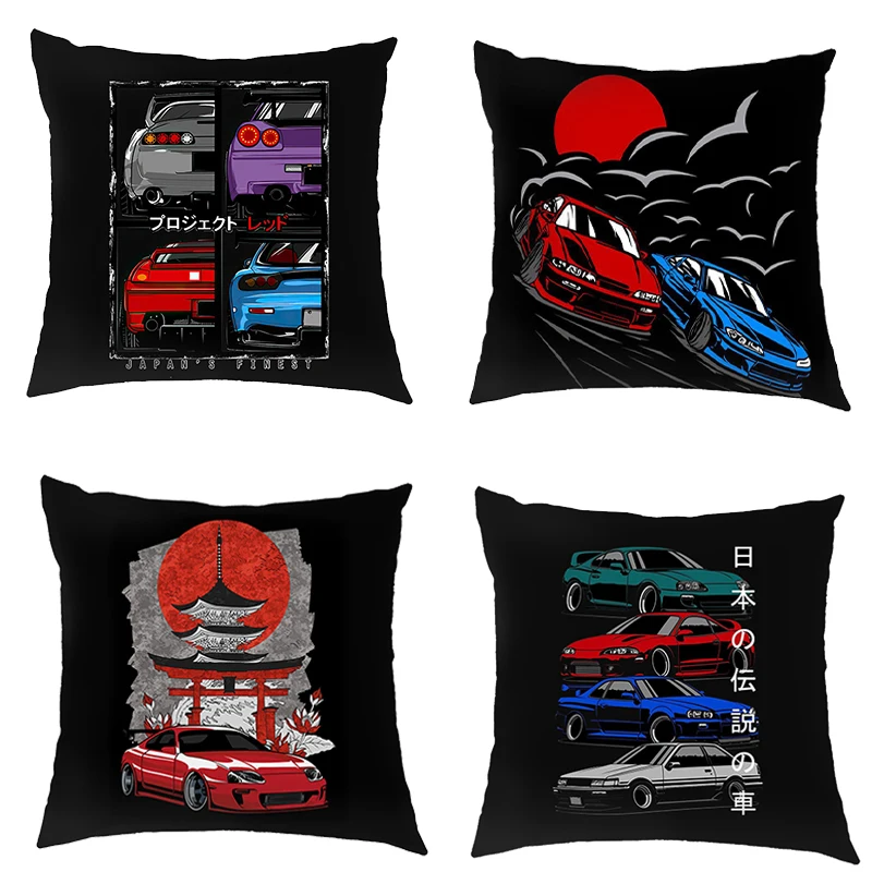 

Japan JDM Racing Car Cushion Cover Mechanic Engine Turbine Pillowcase Living Room Sofa Car Throw Pillow Case Covers Gift