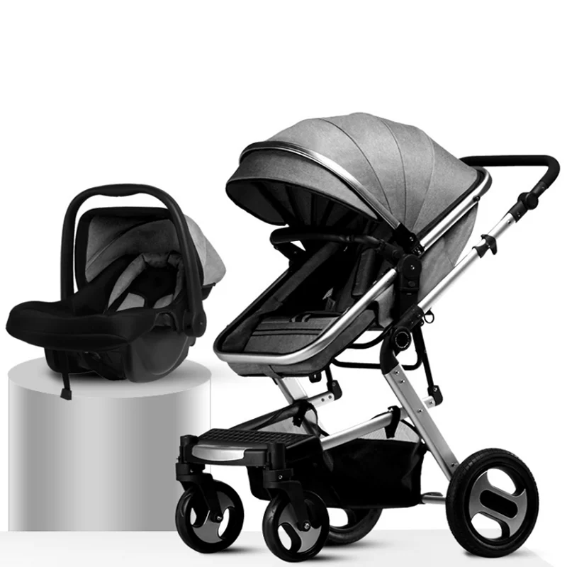 Baby Stroller Baby Carriage with Adjustable Seat Height Angle and Four-Wheel Shock Absorption,Reversible