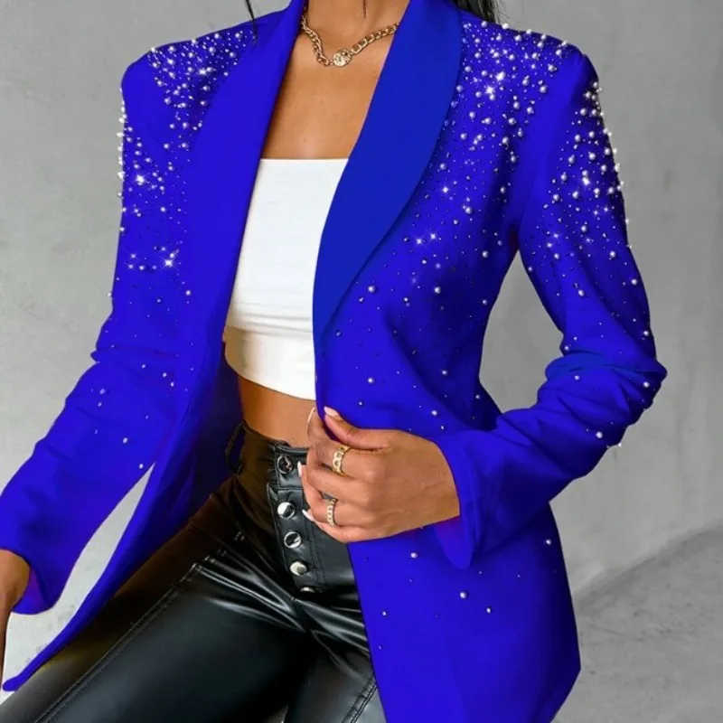 

New Fashion Bubble Bead Blazers Coat for Women Streetwear Trend Long Sleeve Casual Chic Suit Coats Female Clothing