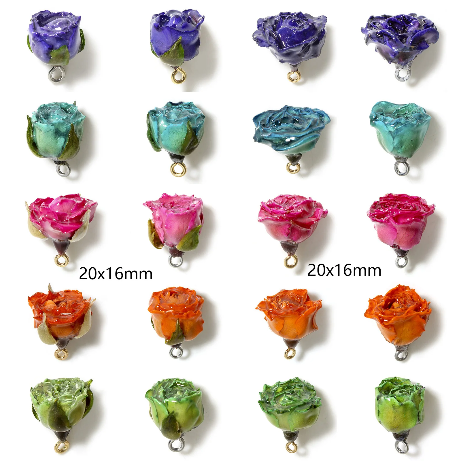 1pc Resin Dried Flower Charms Handmade Multicolor 3D Flower Leaves Pendants DIY Necklace Earrings Women Party Jewelry 20mmx16mm