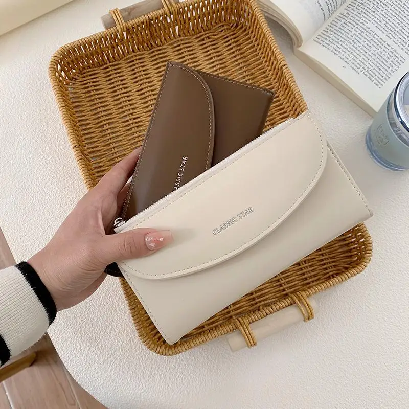 Brown Vegan Leather Womens Long Wallet With Multiple Card Slots And Secure Zipper Closure Perfect For Daily Use Shopping Travel