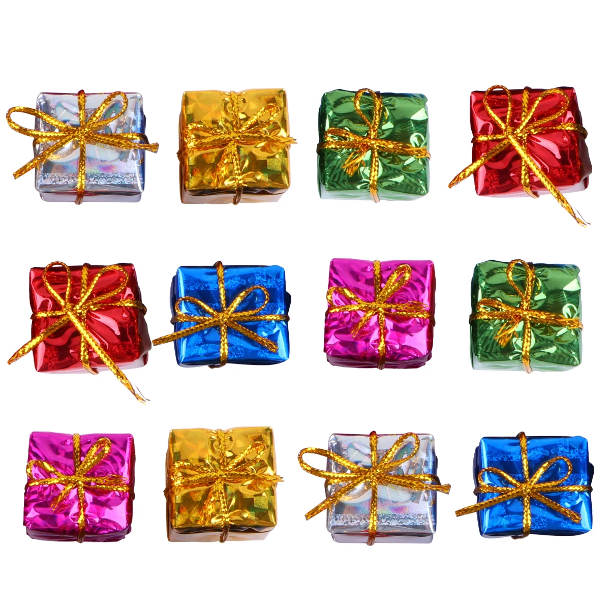 

12pcs Christmas Tree naments 2.5x2.5x2.5cm Colorful Gift Boxes Decor Bubble Material Christmas Decorations Hanging