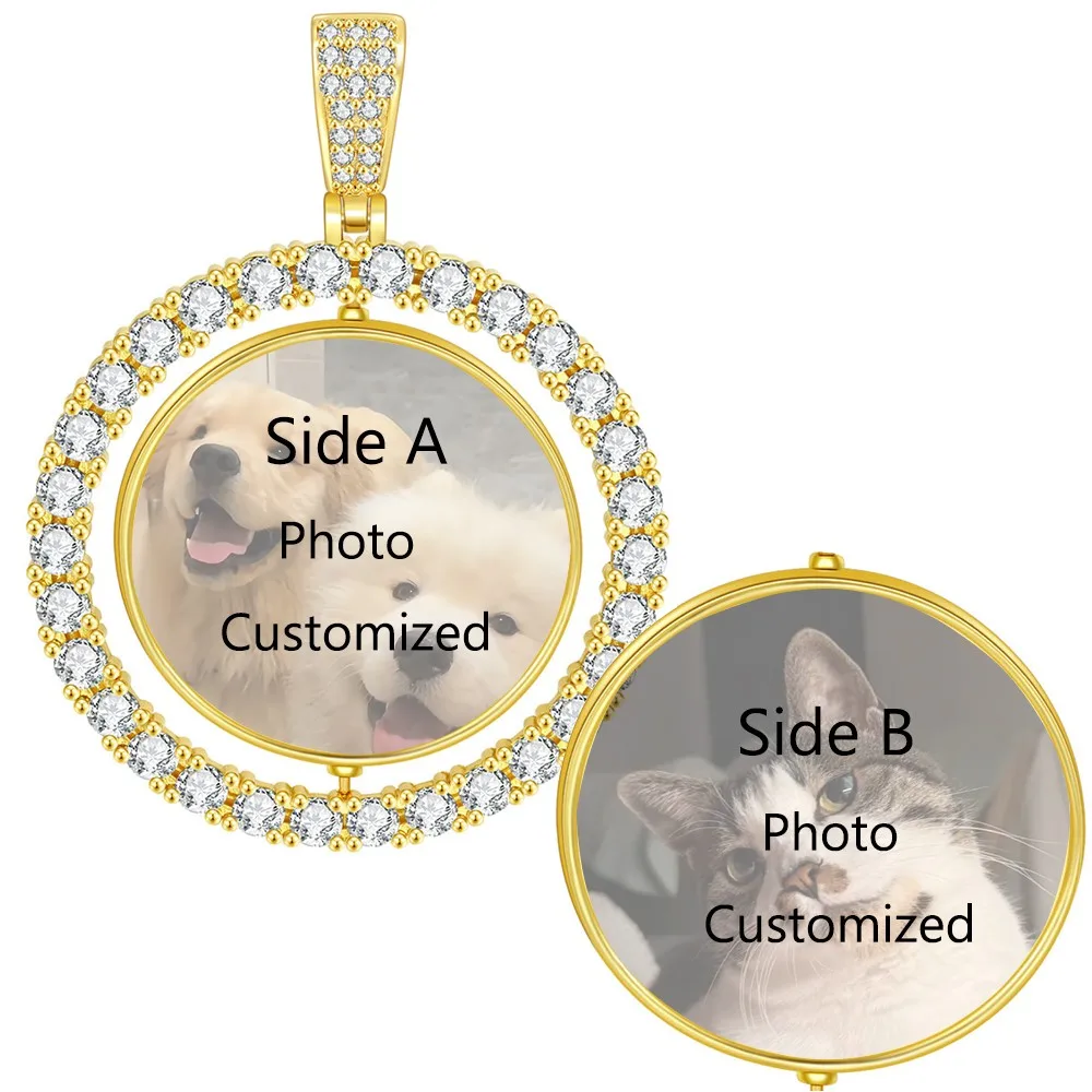 

Ожерелье с полым круглым кулоном по индивидуальному заказу, двусторонняя цепочка на шею с эффектом памяти для женщин и мужчин, золотой цвет, ювелирные изделия для пар, подарки