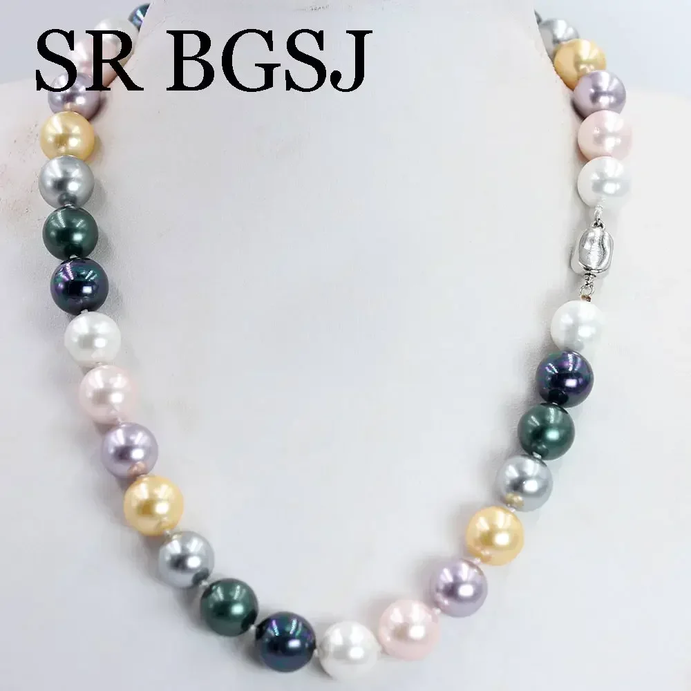 12mm Natural Shell Immitation Pearl Beads Knot GP Clasp Women Jewelry Chokers Necklace 18inch