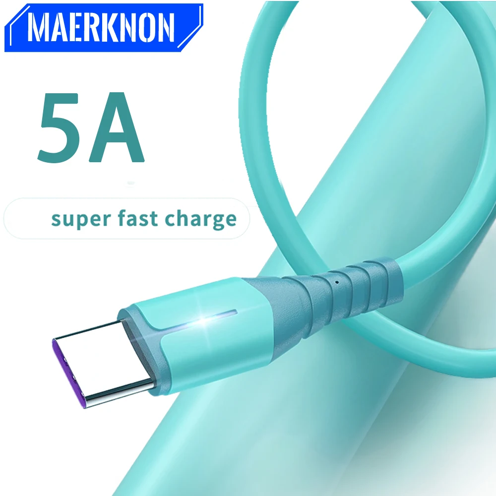 5A Type C Cable Liquid Soft Glue Super Fast Charge Data Cord For Samsung Xiaomi 13 12 11 Pro Huawei Poco USB C Data Cord Cable