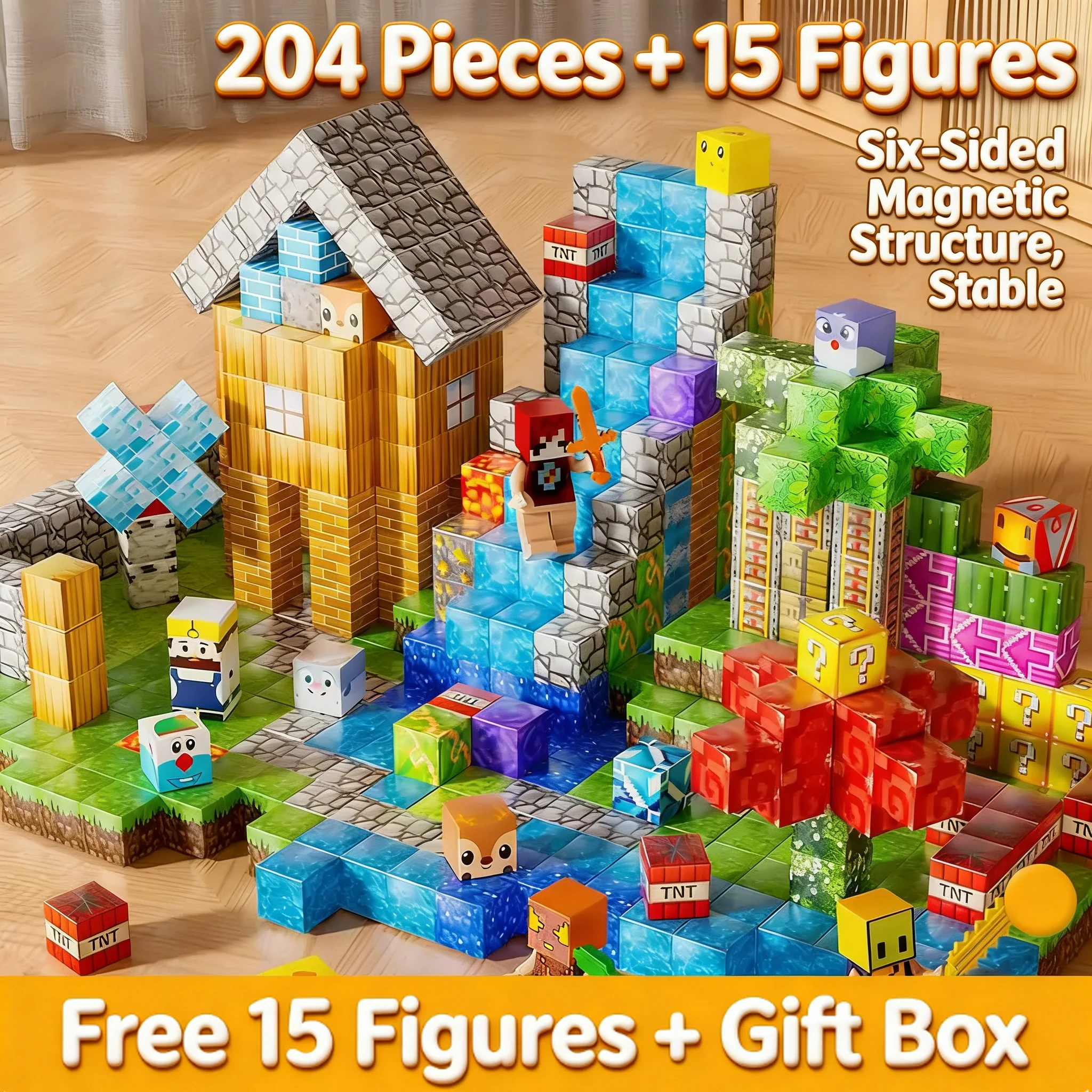 

Magnetic Building Blocks Mine World Magnet Cube for Stacking Construction Set Educate Sensory Toys Kids Boys Girls Ages 3+ DIY