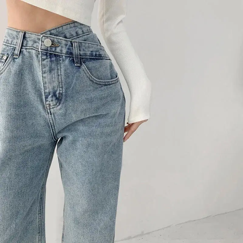 

High Waist Loose Fit Light Wa Straight Leg Jeans Women's Summer Thin Wide Leg Pants Casual Commute Sle No Brand