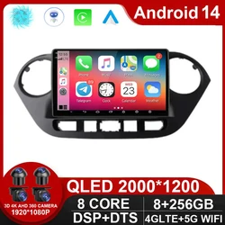 Android 14 Car Radio for Hyundai I10 2013 - 2018 Multimedia Video Player 4G GPS Navigation Carplay DVD Head Unit NO 2Din