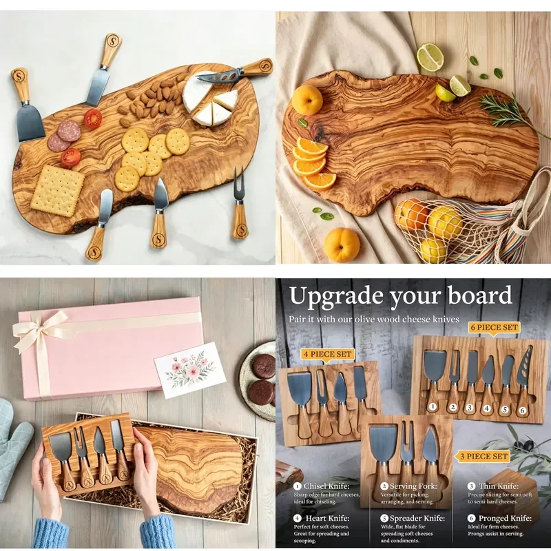 for Personalized log-olive wood cutter board, patterned cheese tray, perfect for weddings and special gifts