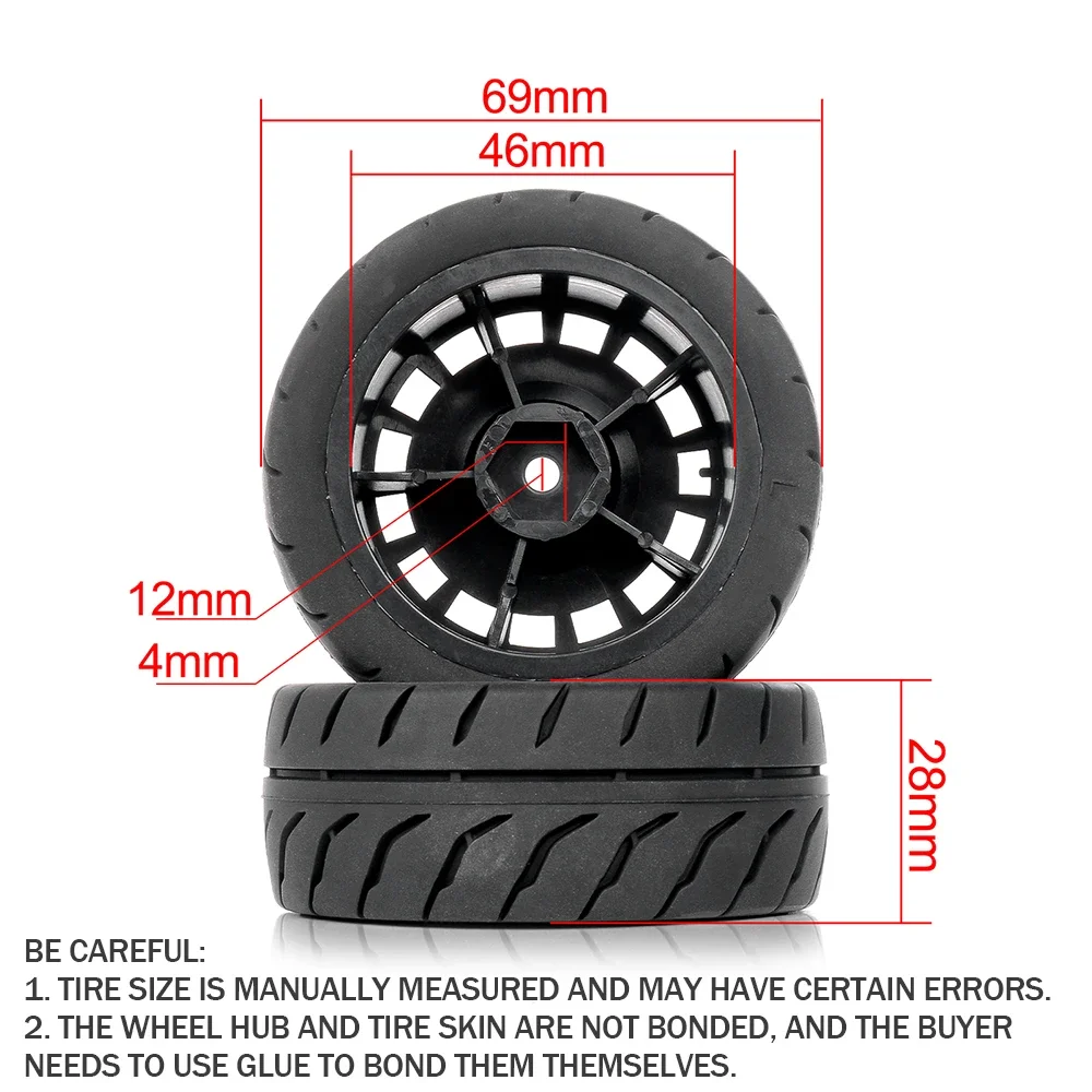 Adaptateur de pneus 12mm, 4 pièces, modèle de voiture télécommandé pour pneu de Tension 1/10 TAMIYA XV01 TT02 W217