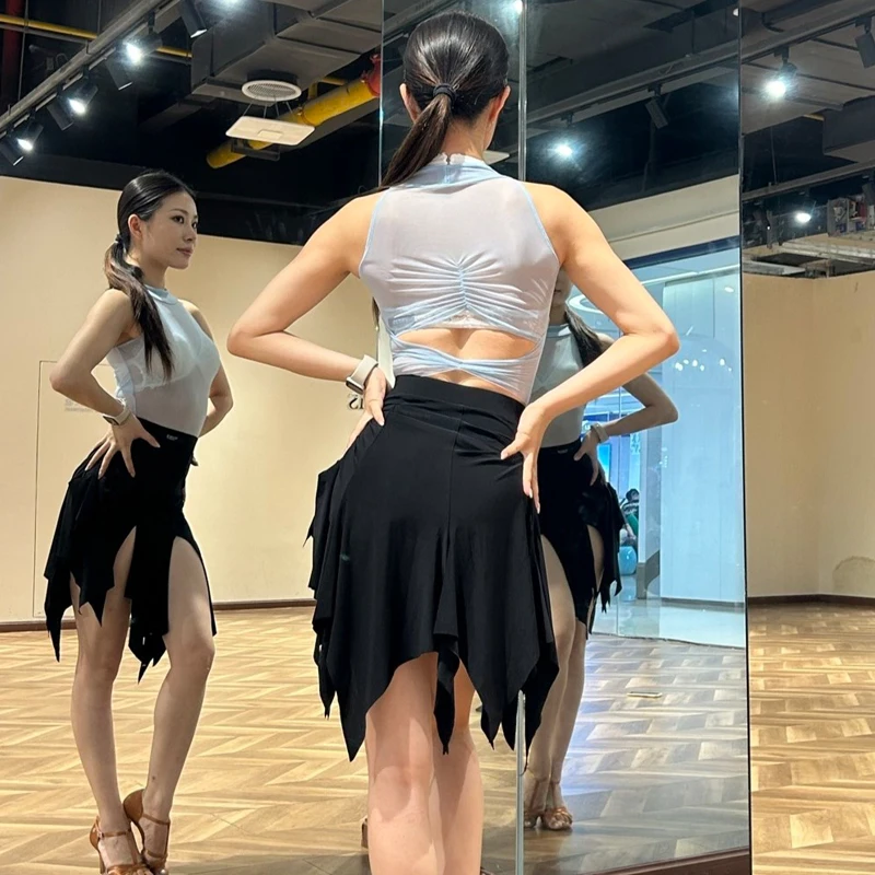 Beaucoup de couleurs Sexy maille danse latine body dentelle gilet femmes Chacha Latin haut de danse adultes salle de bal haut de danse scène porter SL13461