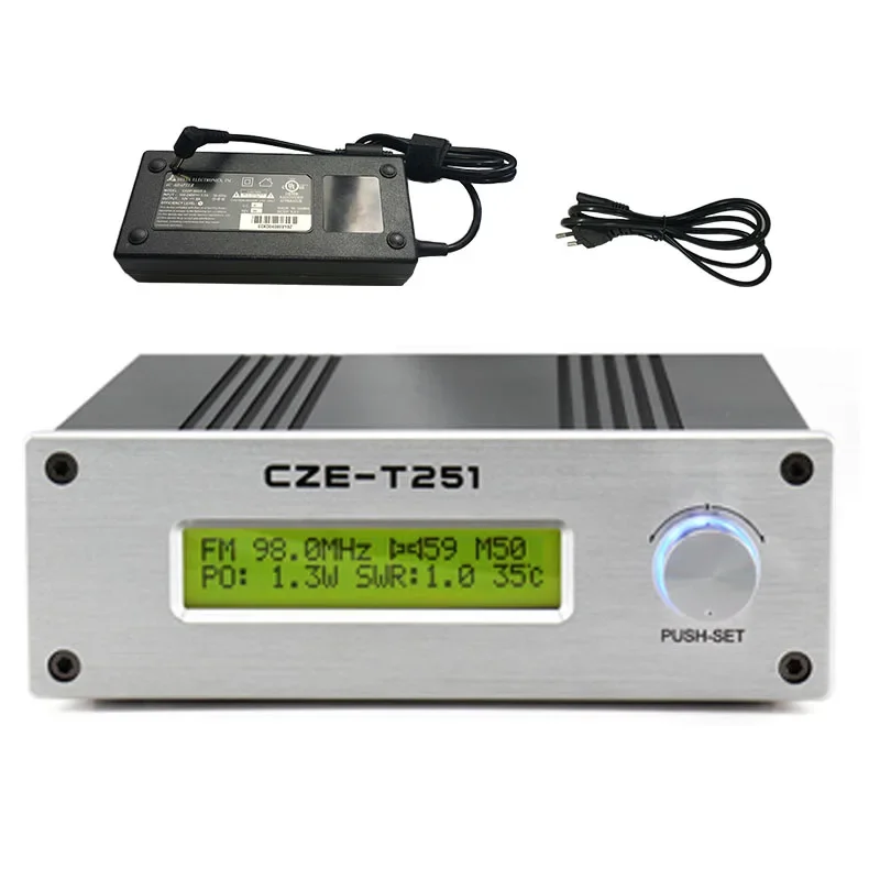 Pemancar FM CZE-T251, pemancar FM 0-25w dapat disesuaikan 87-108MHz Stereo Mono stasiun siaran PLL