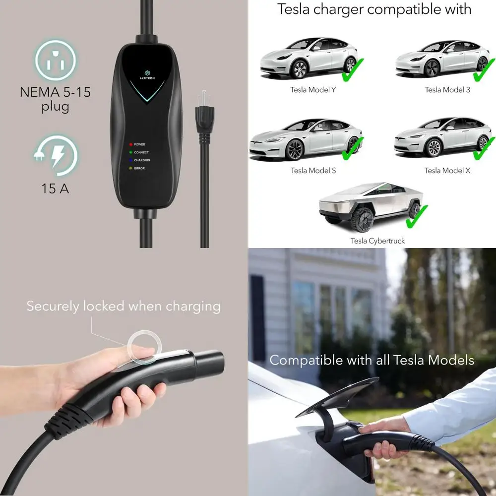 

Зарядное устройство Tesla Level 1 — 110 В, 15 А, вилка NEMA 5–5, удлинитель 16 футов — портативное зарядное устройство для электромобиля для Tesla — совместимое