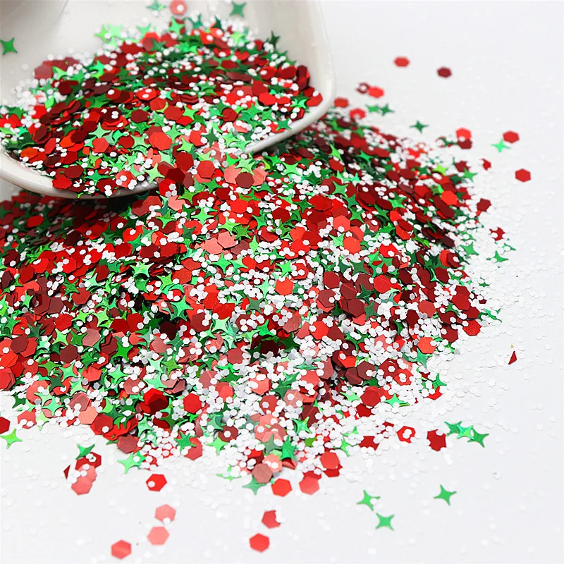 Christmas Mixed Sequins 1-10mm Manicure Ultra-thin Snowflake Christmas Tree Sequins DIY Nail Jewelry Patch 10-20g