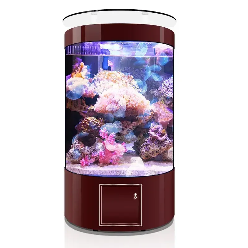 Living room common semicircular floor standing glass fish tank beautiful semicircular fish tank