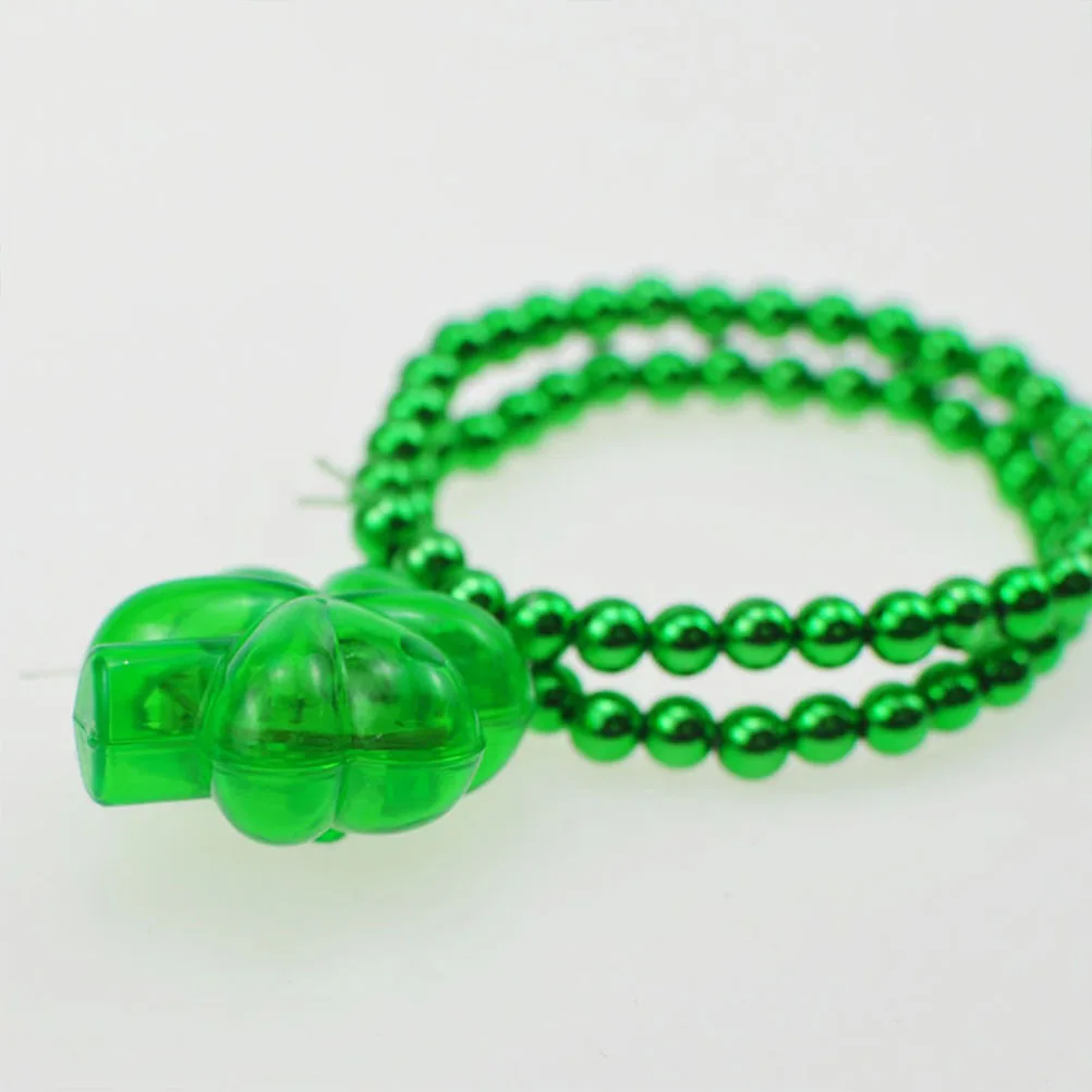 

Luminous Shamrock Bracelet Glowing Clover Bead Wrist Straps For St Patrick Day Party Jewelry Gift Unisex Accessory Decor