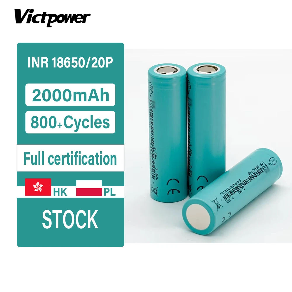 Brand New INR18650-20P Rechargeable Lithium Battery 3.7V 2000mAh High Discharge Power Tools Drones Home Appliances LiNiMnCoO2