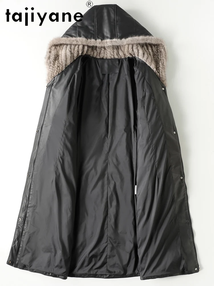 TAJIYANE Piumino in pelle di pecora 100% Donna Collo in pelliccia di visone Piumino d'oca bianca Giubbotti in vera pelle Abbigliamento donna 2025 상??.킹