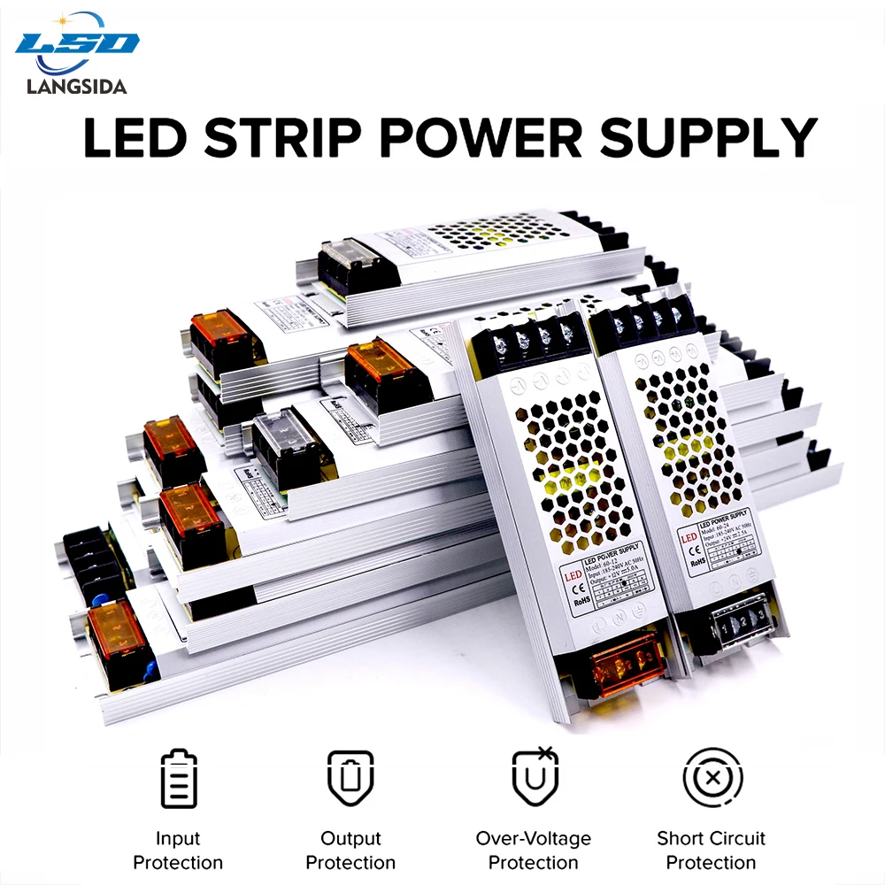 DC12V 24V AC190V-240V to Ultra-Thin Quiet LED COB Power Adapter Transformer Driver for LED COB WS2811 2812 2815 2814 Light Strip