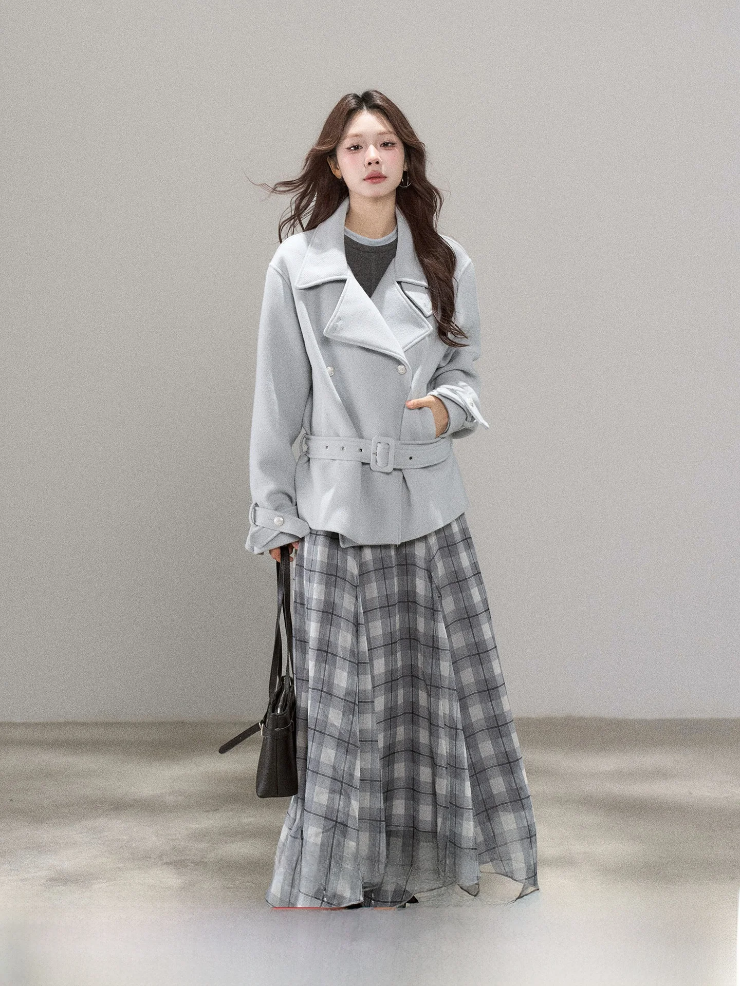 

Новинка! Женская длинная юбка в клетку с асимметричным подолом и высокой талией, в корейском стиле, для офиса и повседневной носки, зимняя коллекция.