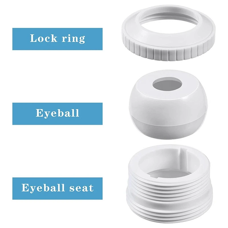 3Pcs Nozzle White Nozzle PVC Nozzle For Swimming Pool Opening Eyeball Nozzle Flow Inlet Fitting For Hayward SP1419D