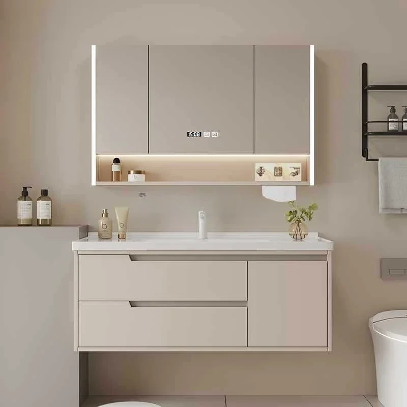 Bacia integrada de cerâmica, armário de banheiro, lavatório creme de banheiro, lavatório