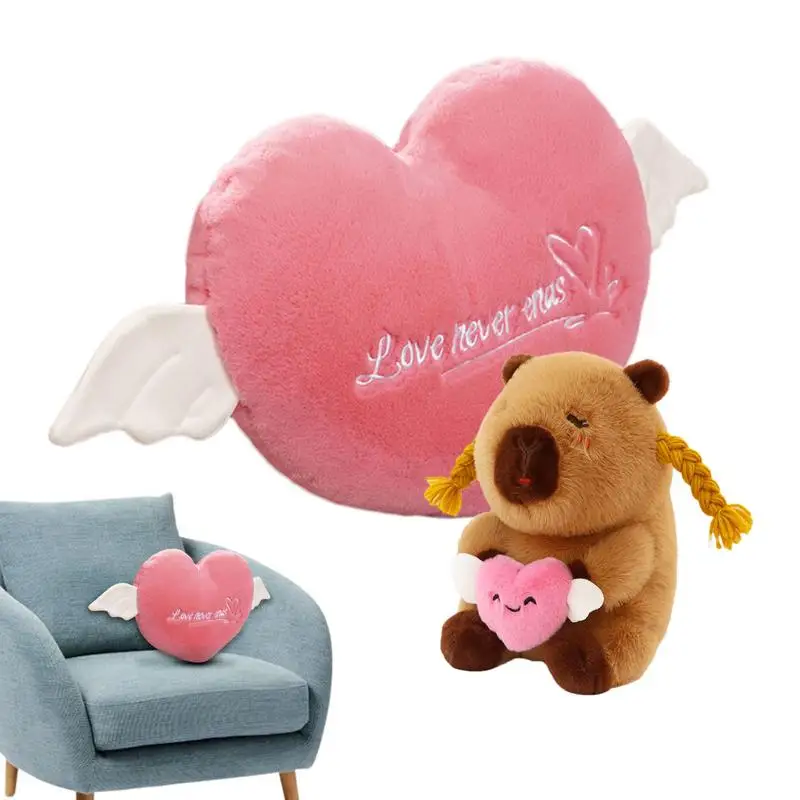 

Capybara Plush Toy Cute Capybara Doll Cute Hugging Companion With Unique Heart Shaped Pillow For Shelves Kid's Room Bed Desks