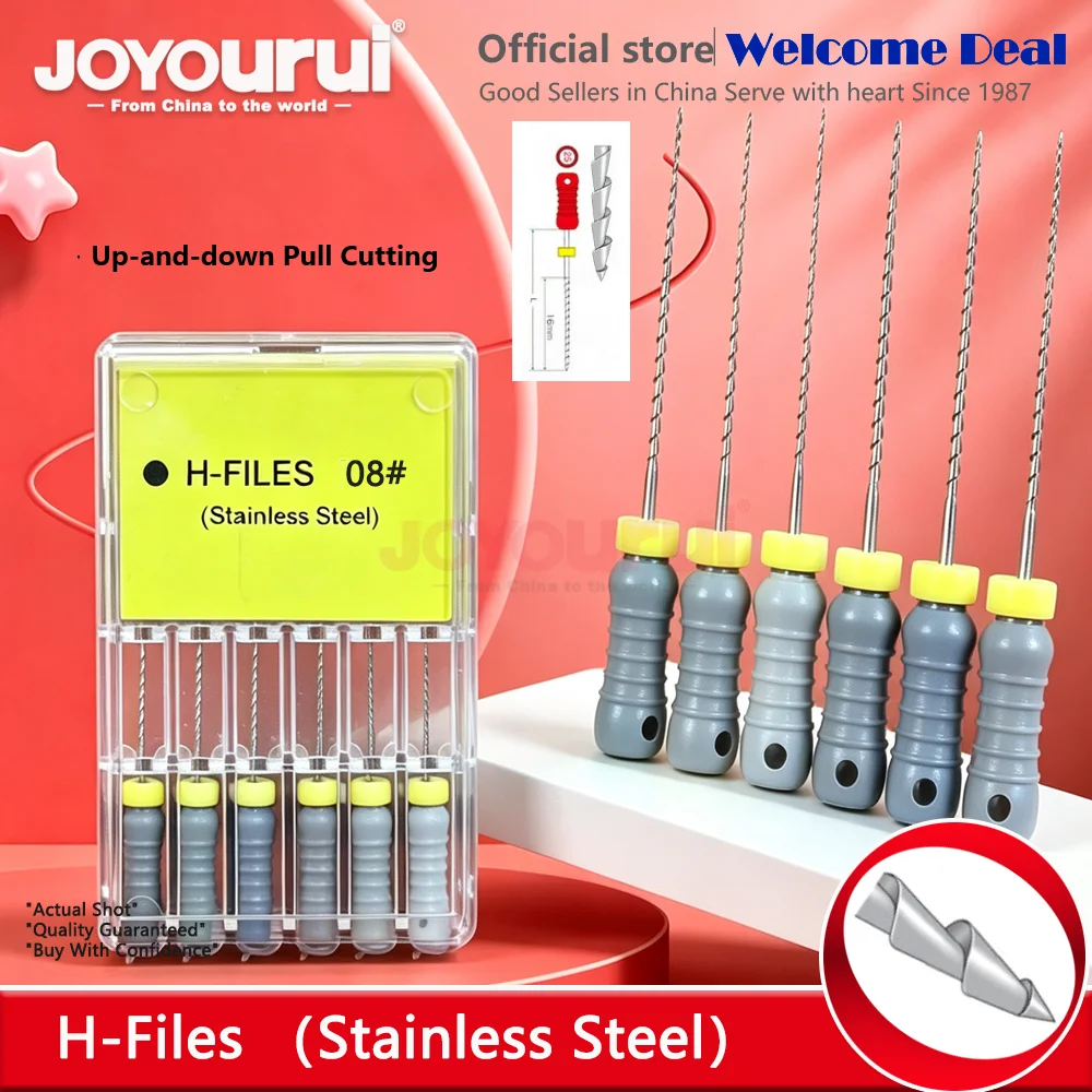 6Pcs/Pack Dental Hand Use H Files R Stainless Steel Root Canal Endodontic K File P S Pin For Dental Treatment 06#08#10#15-40# 45