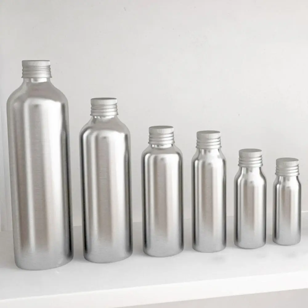 Aluminum Bottle Liquid Storage Makeup Lotion Container Empty Refillable Bottle Water 30/50/100/120/150/250ml Alcochol Container