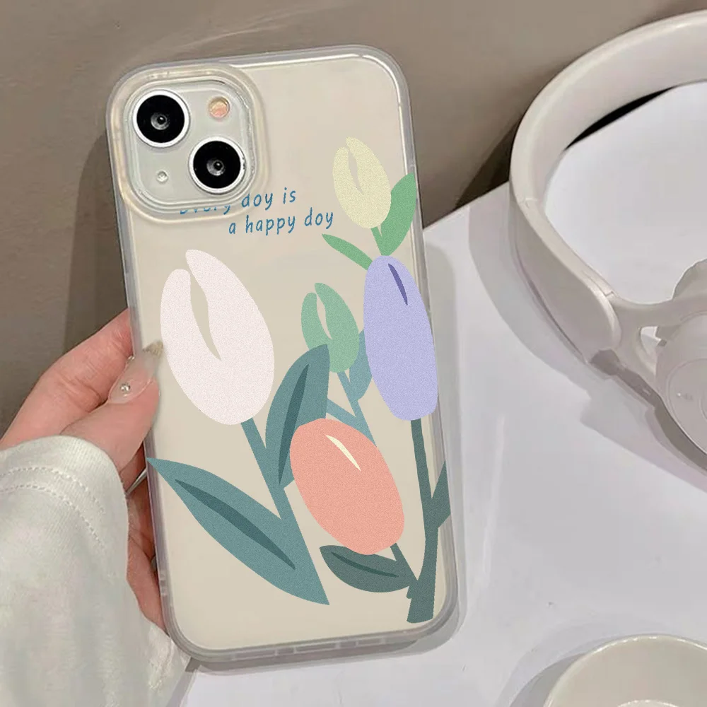 Luxury Lotus Flowers Phone Case For iPhone 11 15 Plus 17 Pro 16 14 Pro Max 12 13 15Pro Cases Funda Cute Aesthetics Florals Cover