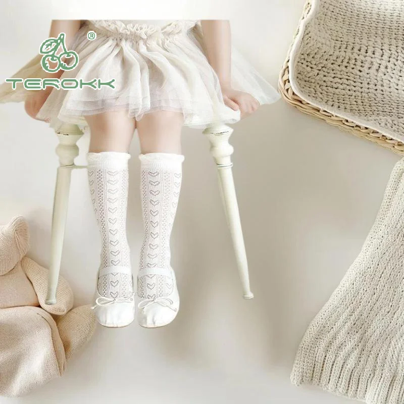 

3Pairs Princess White Lace Ruffle Stockings Girl Summer Mesh Sock Thin Breathable Kids Long Socks 3-12Year Children Calf Socks