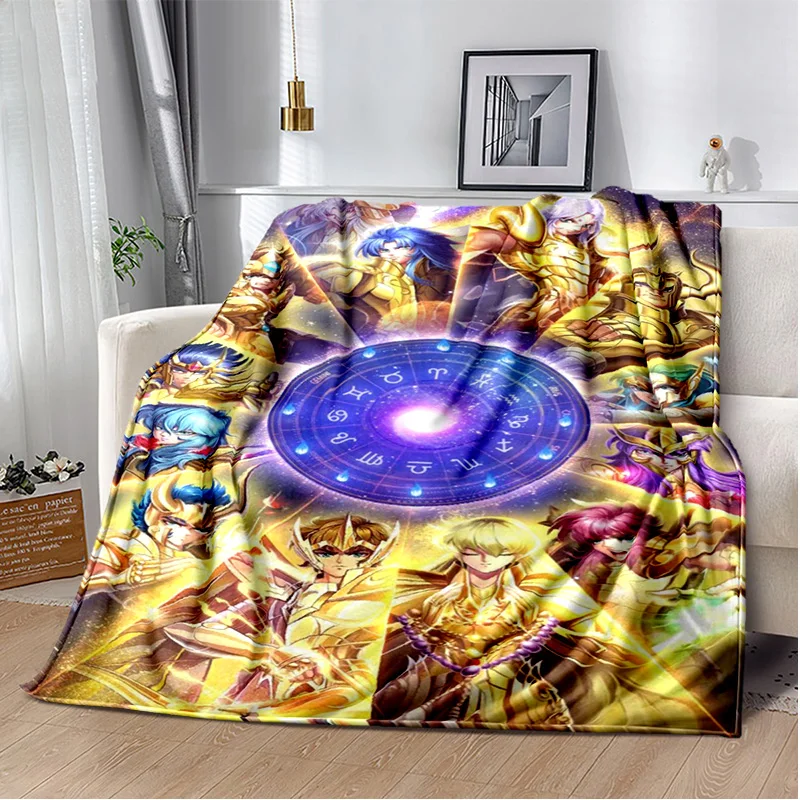 3D Retro Saint Seiya Anime Cartoon Blanket,Soft Throw Blanket for Home Bedroom Bed Sofa Picnic Travel Office Cover Blanket Kids