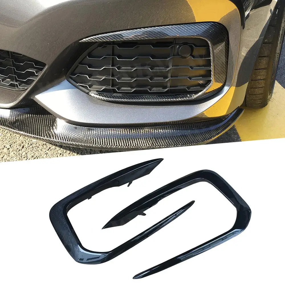 

Dry Carbon Fiber Front Fog Lamp Wind Knife Fangs Trim Strips for BMW 1 Series F20 M Sport M135i M140i Hatchback 2016 - 2018 FRP