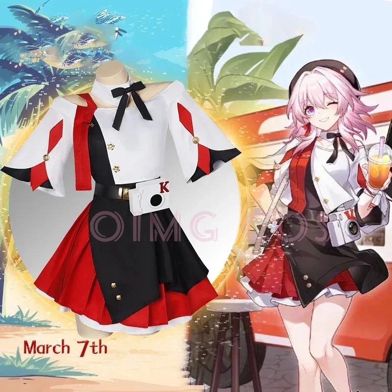 

March 7th KFC Co branding Cosplay Costume Honkai Star Rail Carnival Uniform Wig Anime Halloween Costumes Men Game