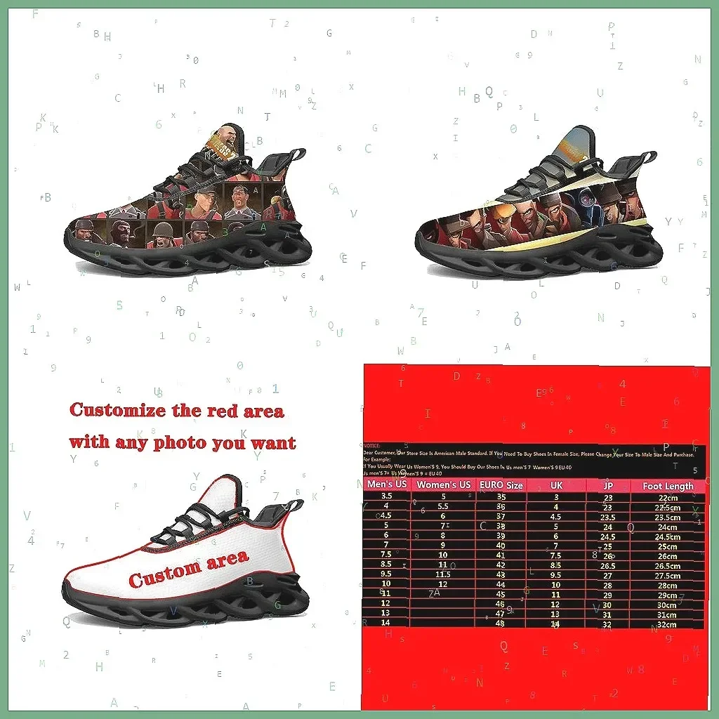 

Кроссовки Team Fortress 2 в мультяшном стиле, спортивная обувь на шнуровке для мужчин и женщин